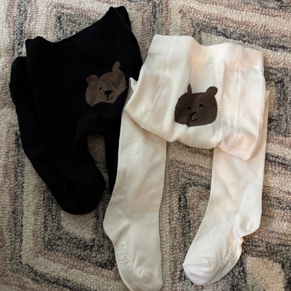 GAP Kids Bear Design Tights - Black and White